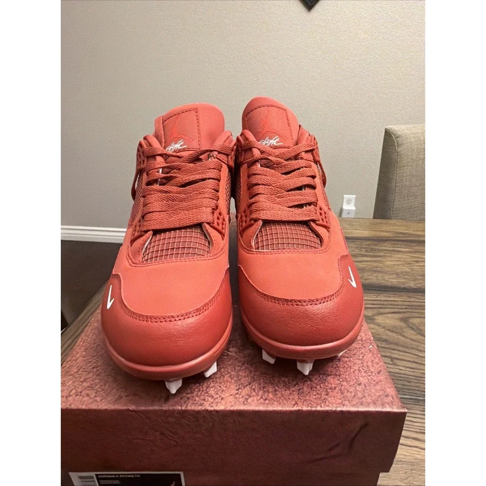 Custom Air Jordan 4 Brick by Brick Football Cleats  Mens Size 10